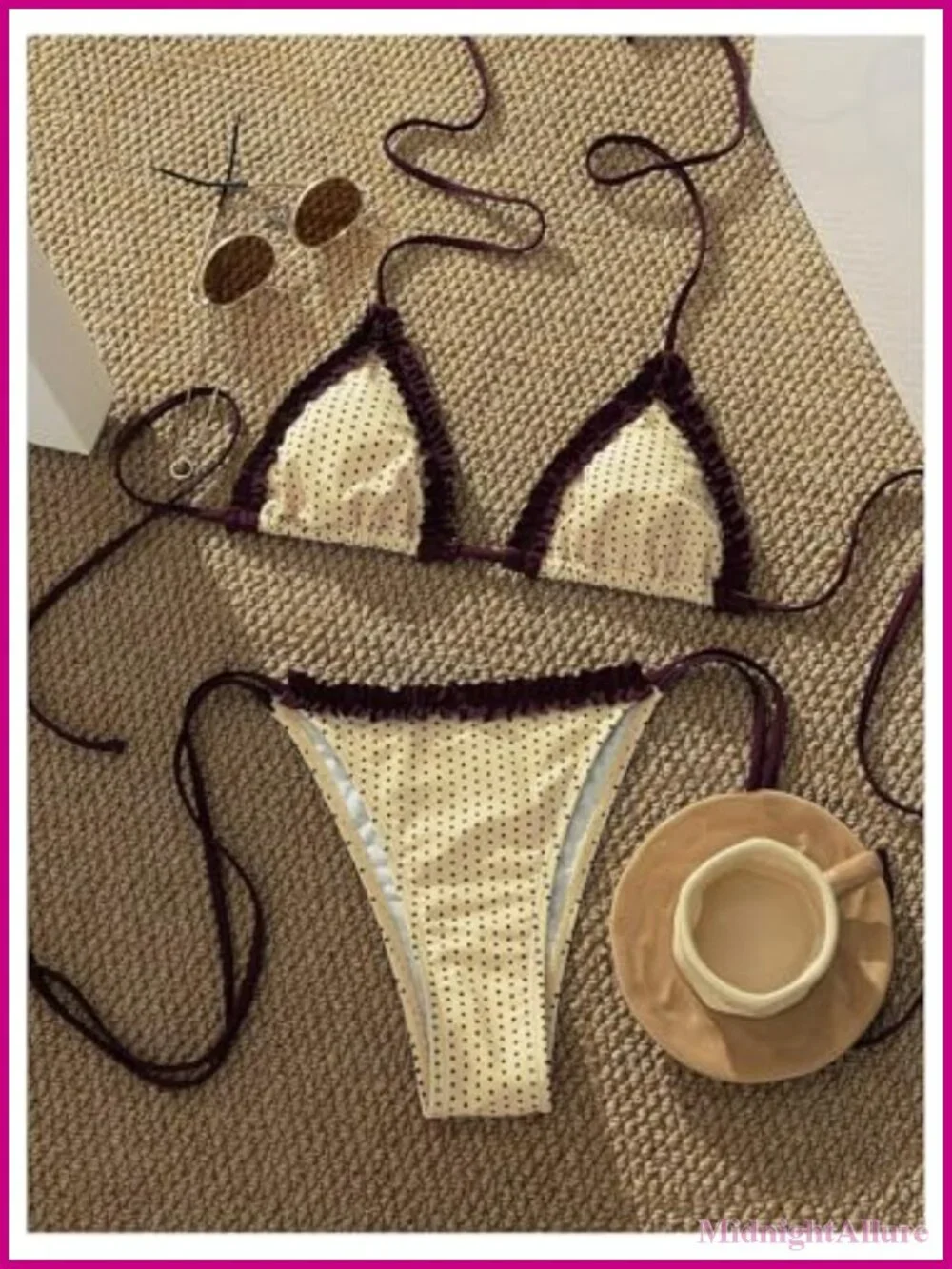 Women's Two Piece String Bikini Set High Stretch Polyester Blend Halter